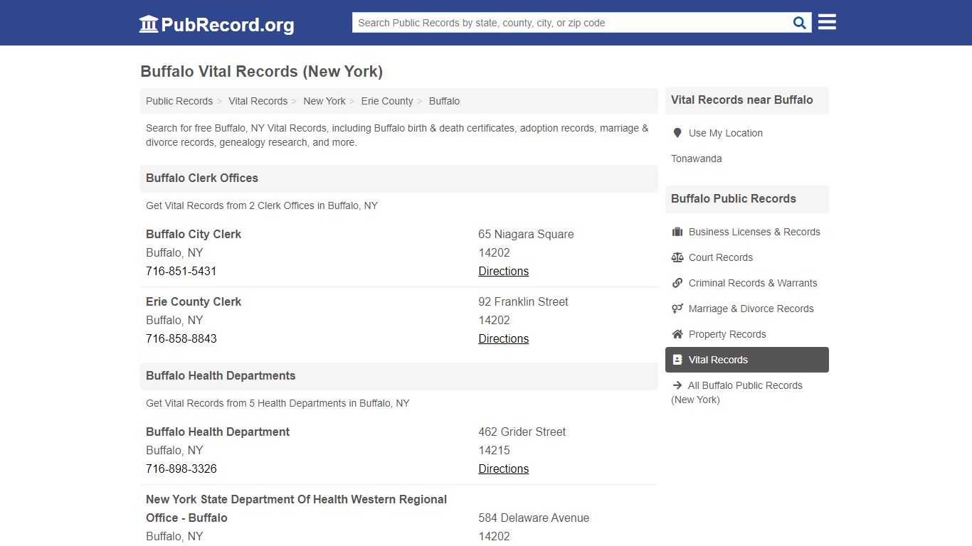 Free Buffalo Vital Records (New York Vital Records) - PubRecord.org