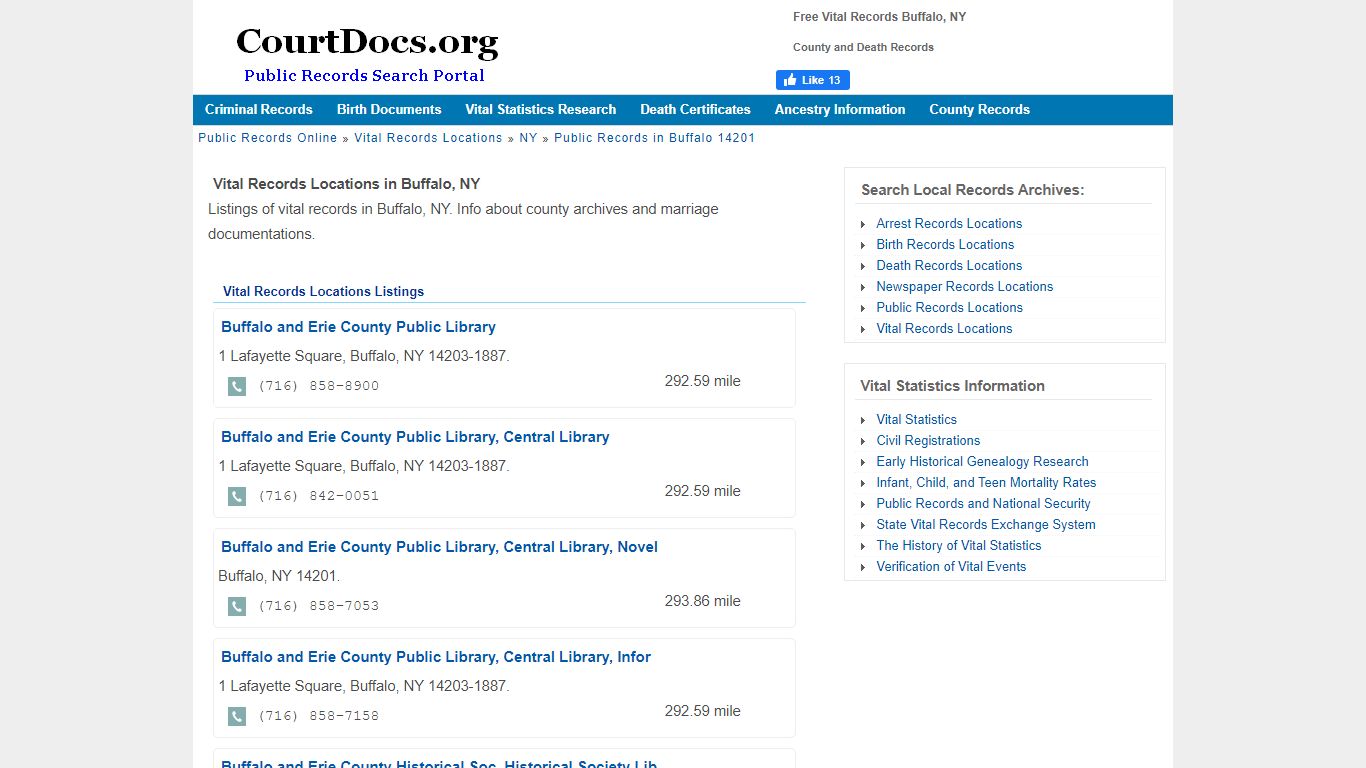 Free Vital Records Buffalo, NY - County and Death Records - CourtDocs.org